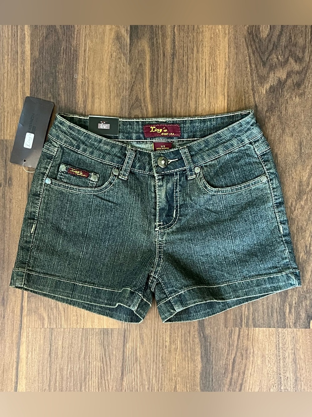 Deadstock Ling’s Jeans dark wash denim shorts
